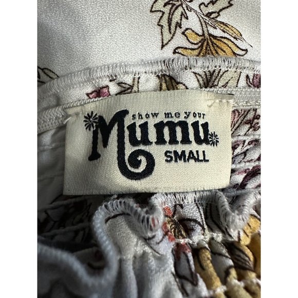 Show Me Your MuMu Smocked Dolly size S off shoulder lined paisley mini dress - Picture 4 of 7